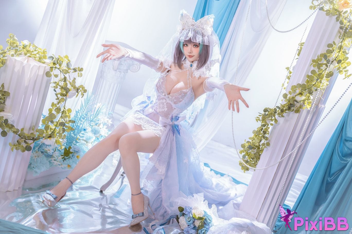 Cosplayer The star is late Hoshilily azur lane Cheshire PixiBB.COM 002 1