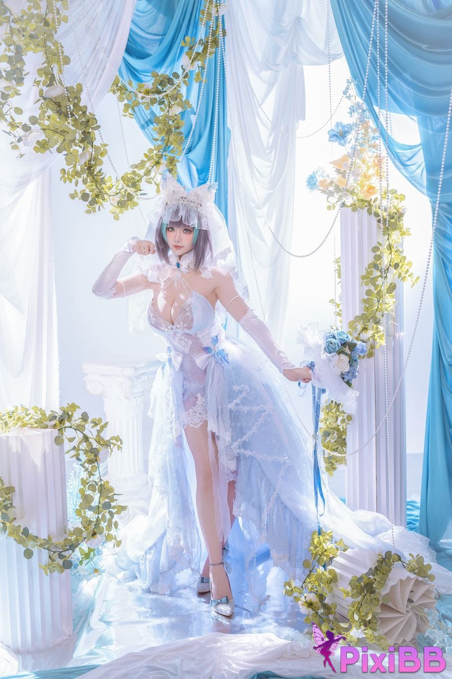 Cosplayer The star is late Hoshilily azur lane Cheshire PixiBB.COM 012 1