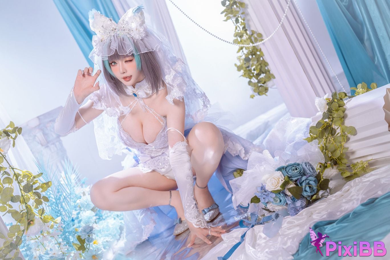 Cosplayer The star is late Hoshilily azur lane Cheshire PixiBB.COM 014 1