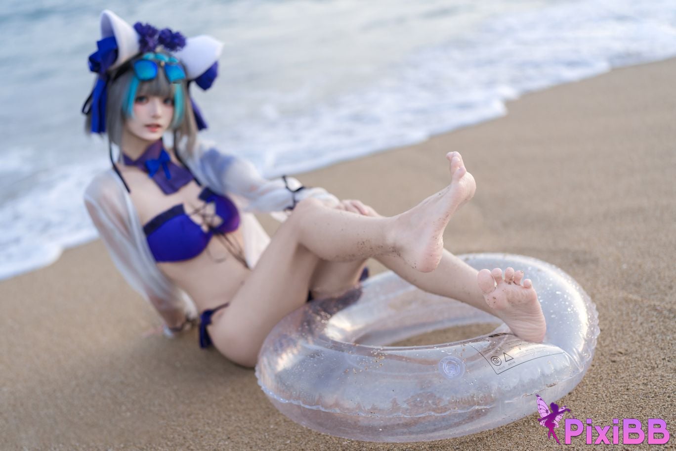 Cosplayer Jiuqi Meow azur lane cheshire swimsuit PixiBB.COM 002