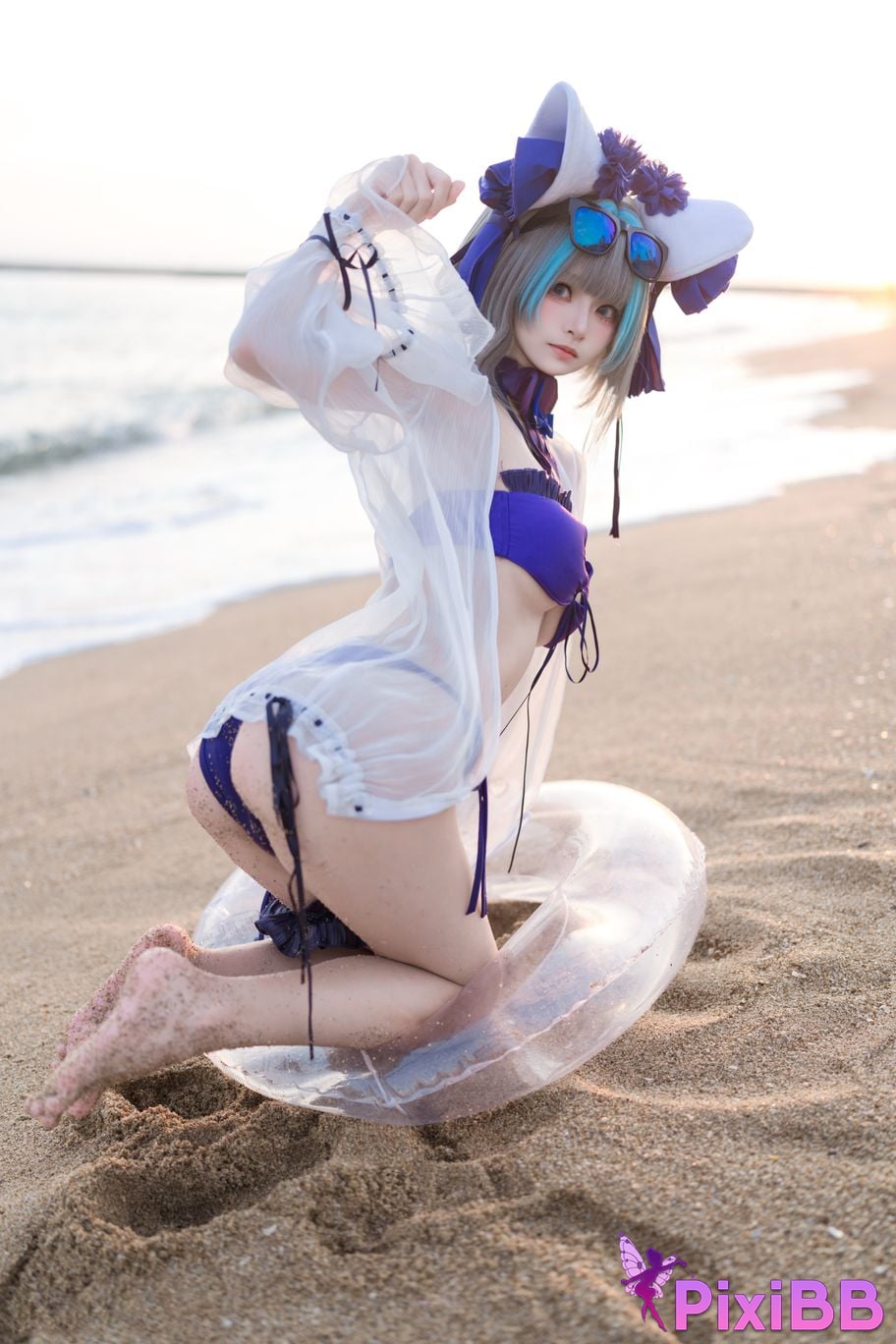 Cosplayer Jiuqi Meow azur lane cheshire swimsuit PixiBB.COM 003