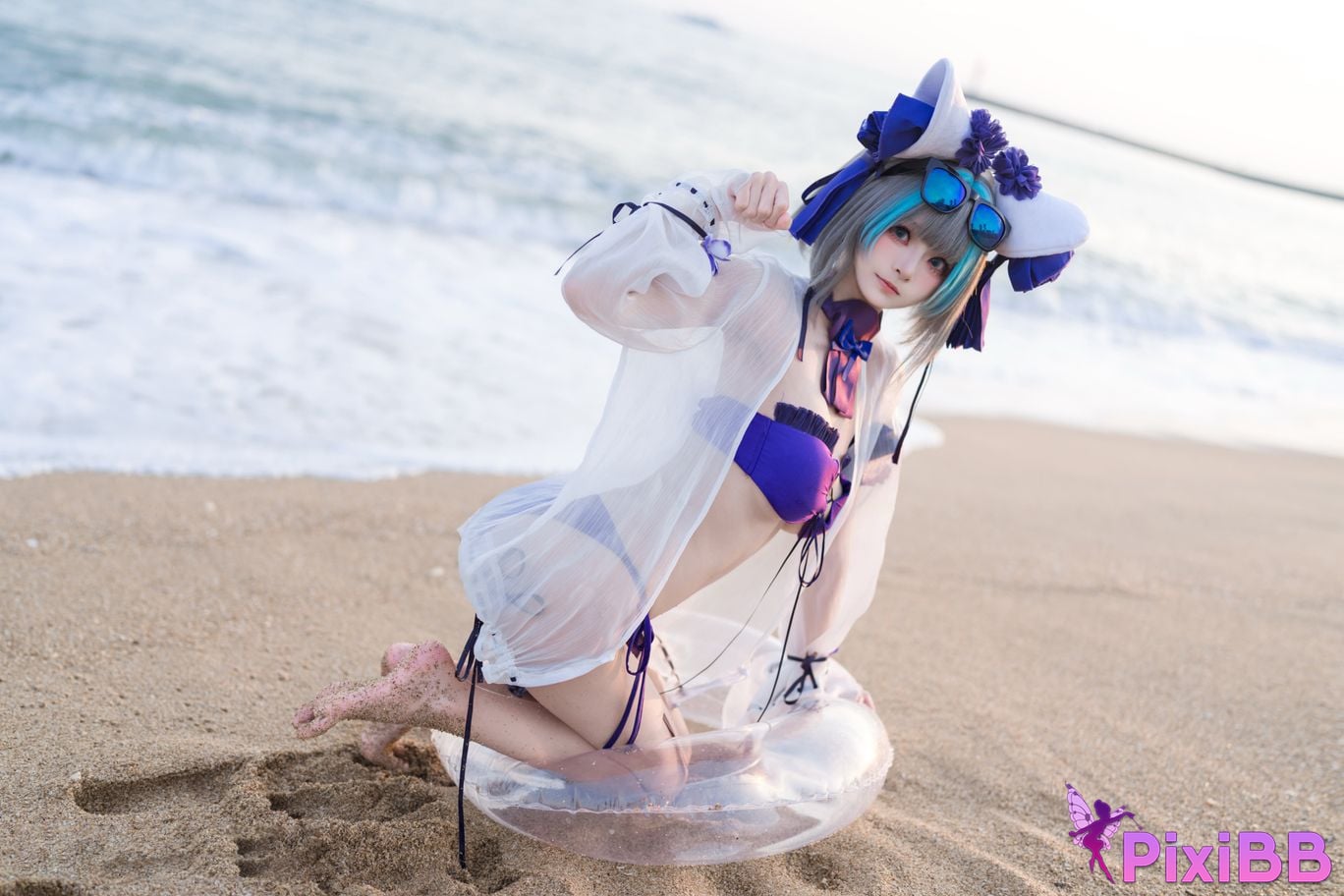 Cosplayer Jiuqi Meow azur lane cheshire swimsuit PixiBB.COM 005