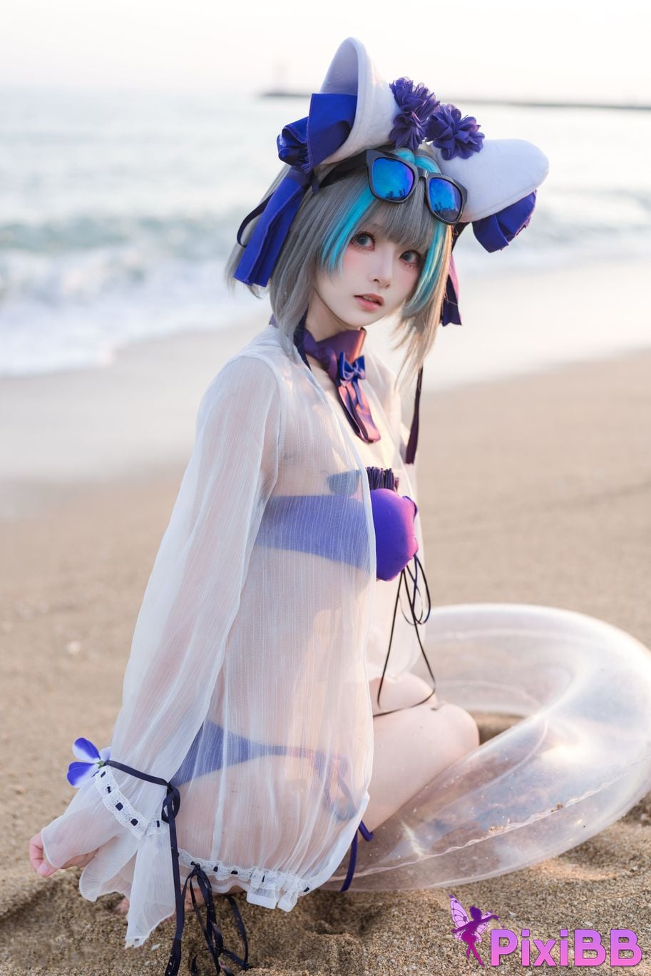 Cosplayer Jiuqi Meow azur lane cheshire swimsuit PixiBB.COM 006