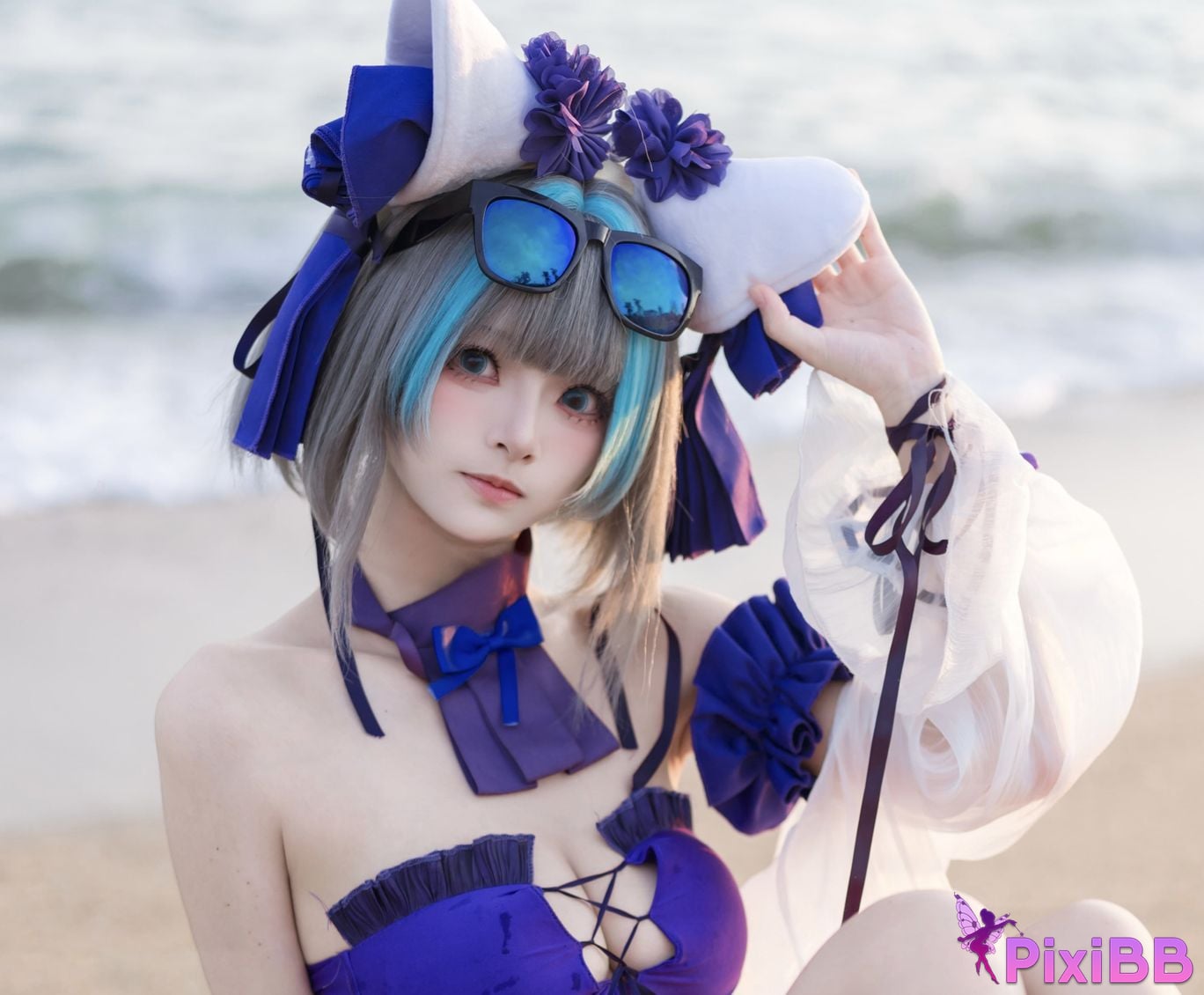 Cosplayer Jiuqi Meow azur lane cheshire swimsuit PixiBB.COM 007