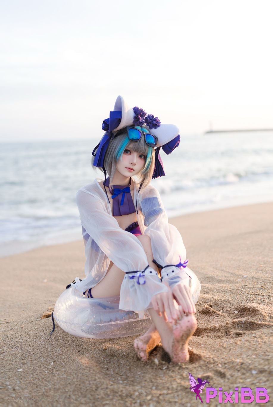 Cosplayer Jiuqi Meow azur lane cheshire swimsuit PixiBB.COM 008