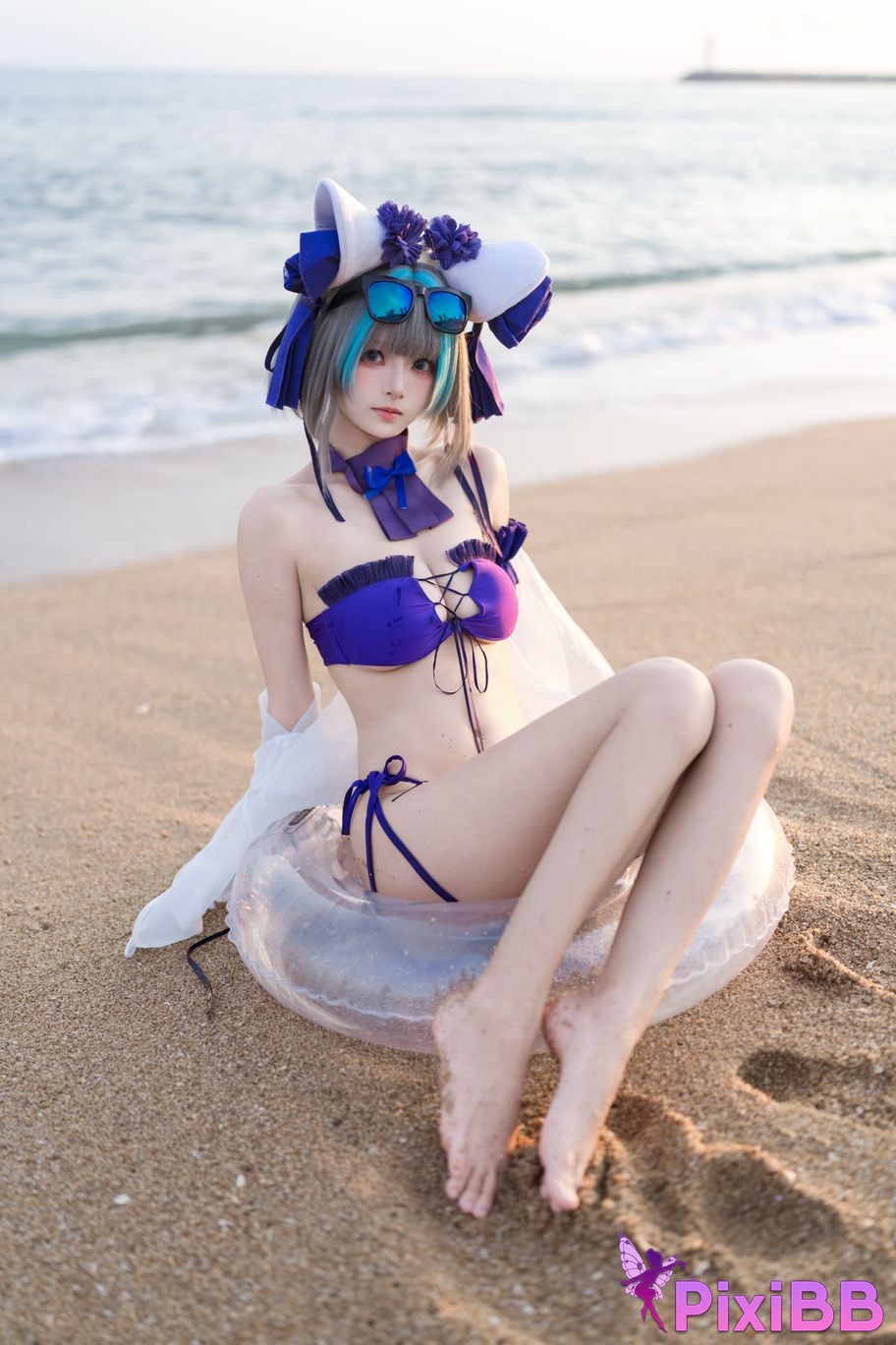 Cosplayer Jiuqi Meow azur lane cheshire swimsuit PixiBB.COM 009