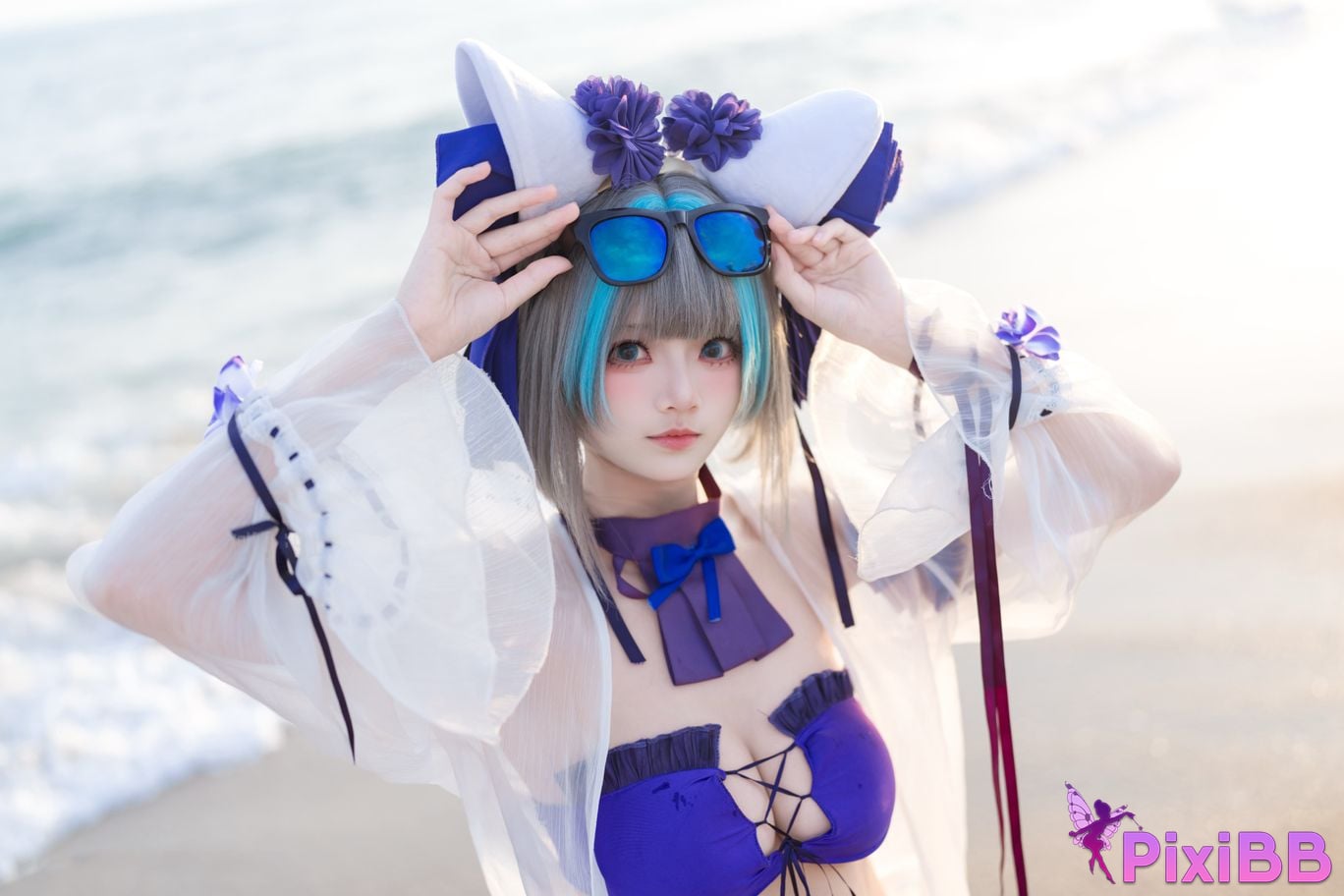 Cosplayer Jiuqi Meow azur lane cheshire swimsuit PixiBB.COM 013