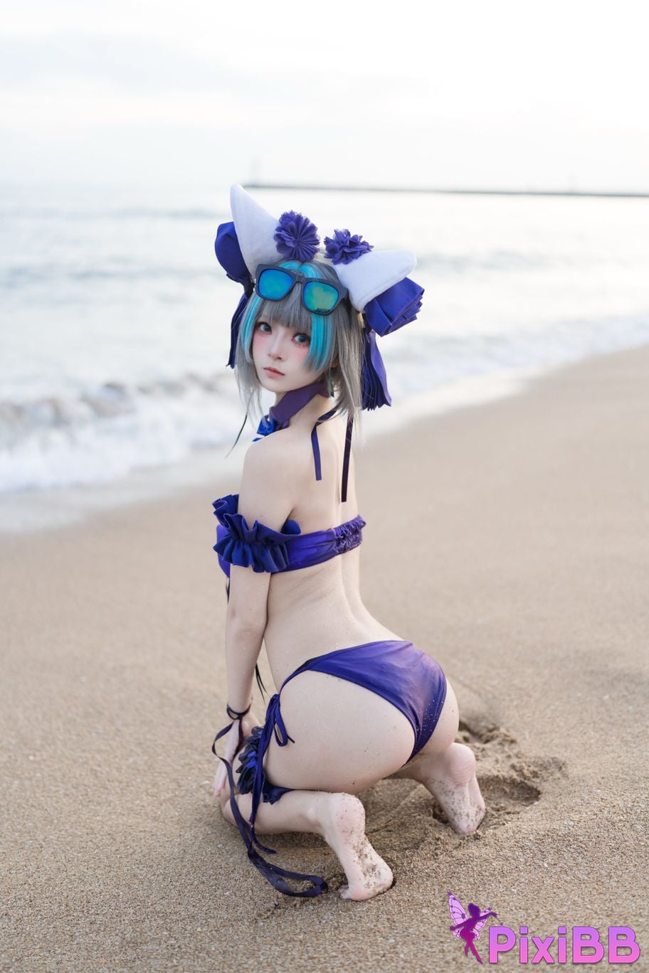Cosplayer Jiuqi Meow azur lane cheshire swimsuit PixiBB.COM 019