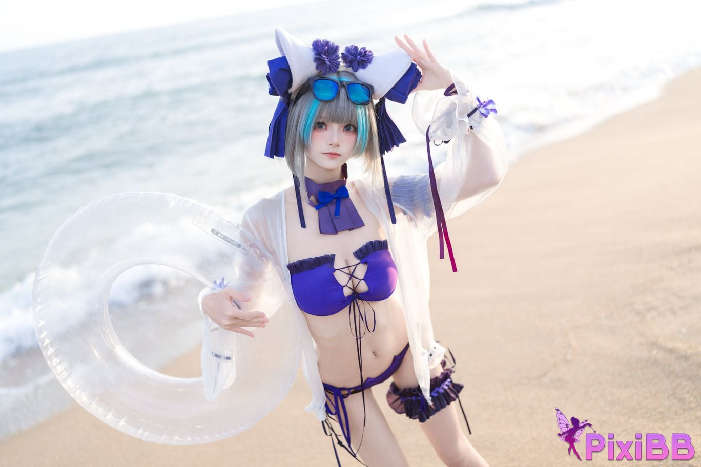 Cosplayer Jiuqi Meow azur lane cheshire swimsuit PixiBB.COM 021