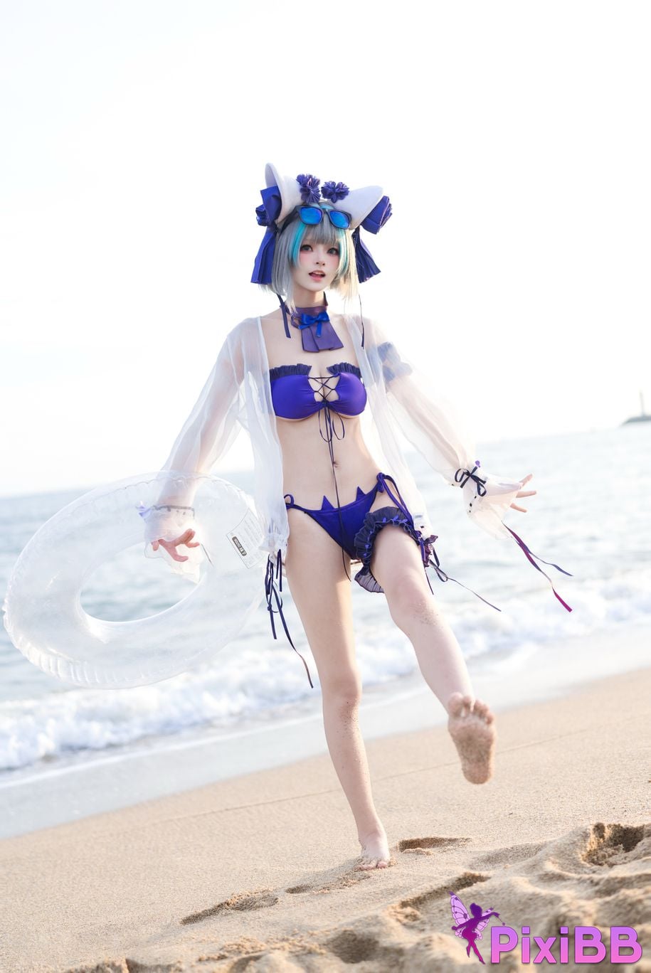 Cosplayer Jiuqi Meow azur lane cheshire swimsuit PixiBB.COM 022