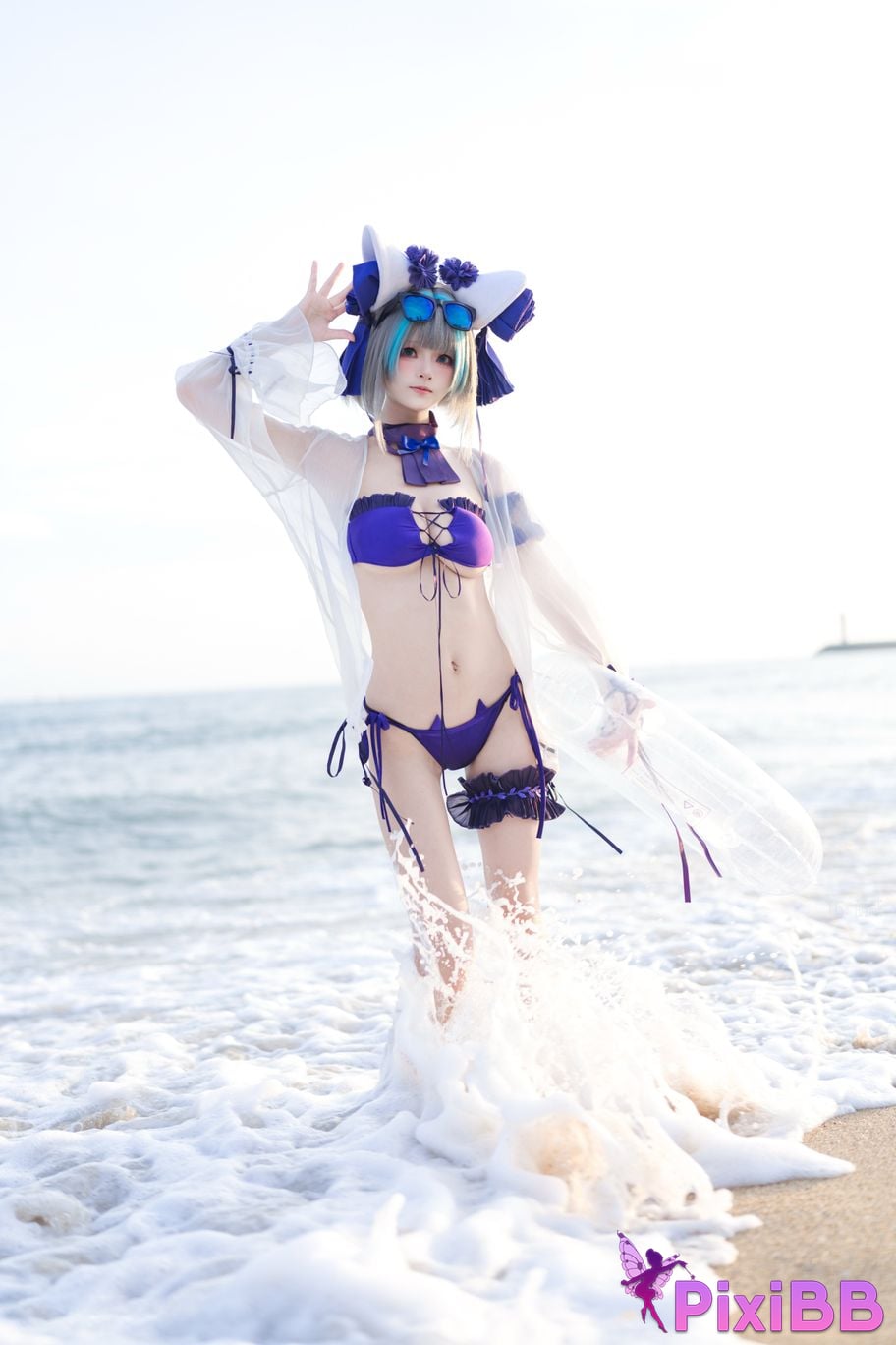 Cosplayer Jiuqi Meow azur lane cheshire swimsuit PixiBB.COM 023