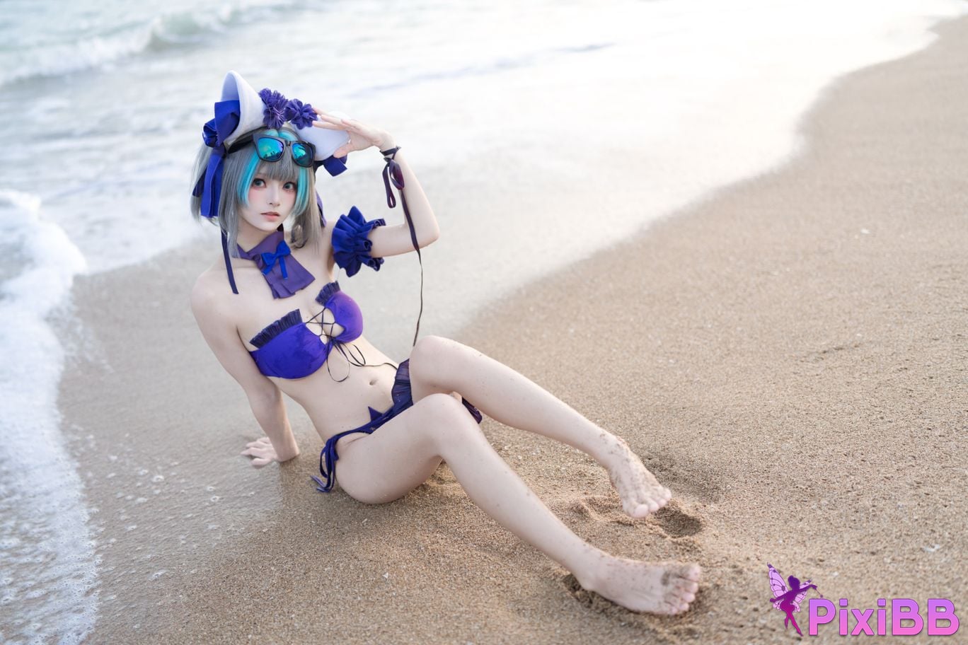 Cosplayer Jiuqi Meow azur lane cheshire swimsuit PixiBB.COM 025