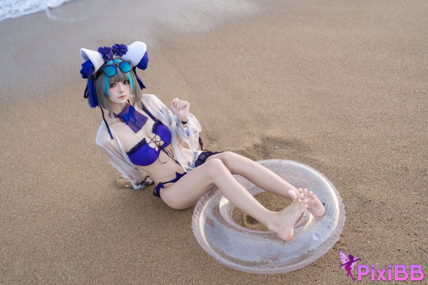 Cosplayer Jiuqi Meow azur lane cheshire swimsuit PixiBB.COM 026