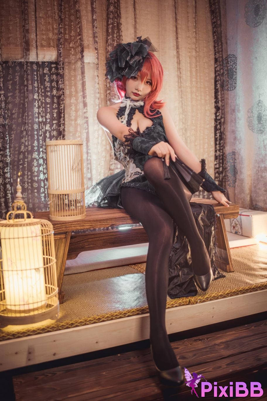 Cosplayer I s i t a b e r c u azur lane black prince cheongsam PixiBB.COM 004