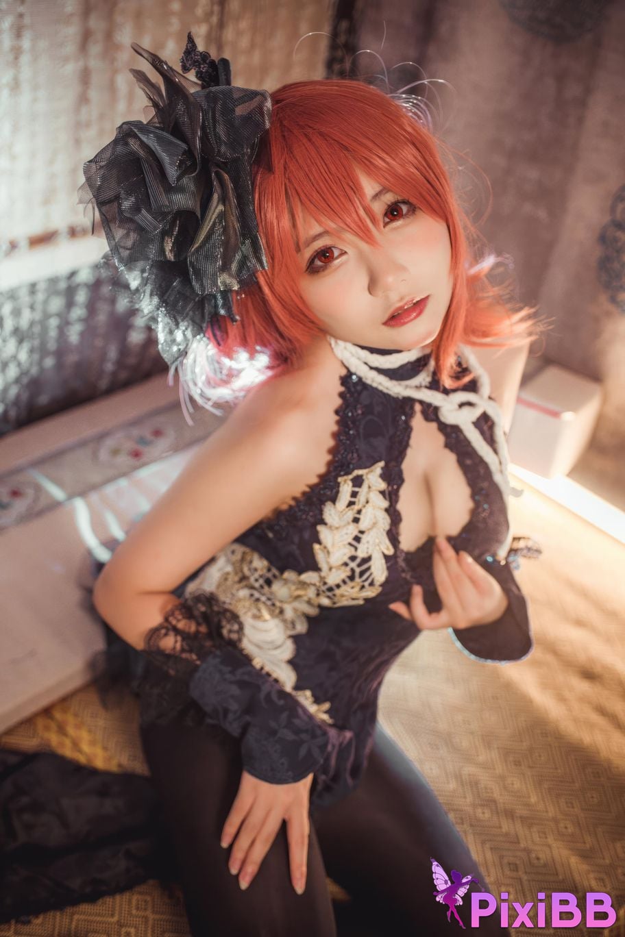 Cosplayer I s i t a b e r c u azur lane black prince cheongsam PixiBB.COM 010