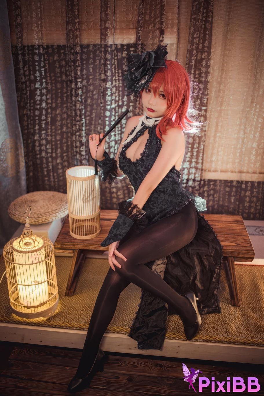 Cosplayer I s i t a b e r c u azur lane black prince cheongsam PixiBB.COM 017