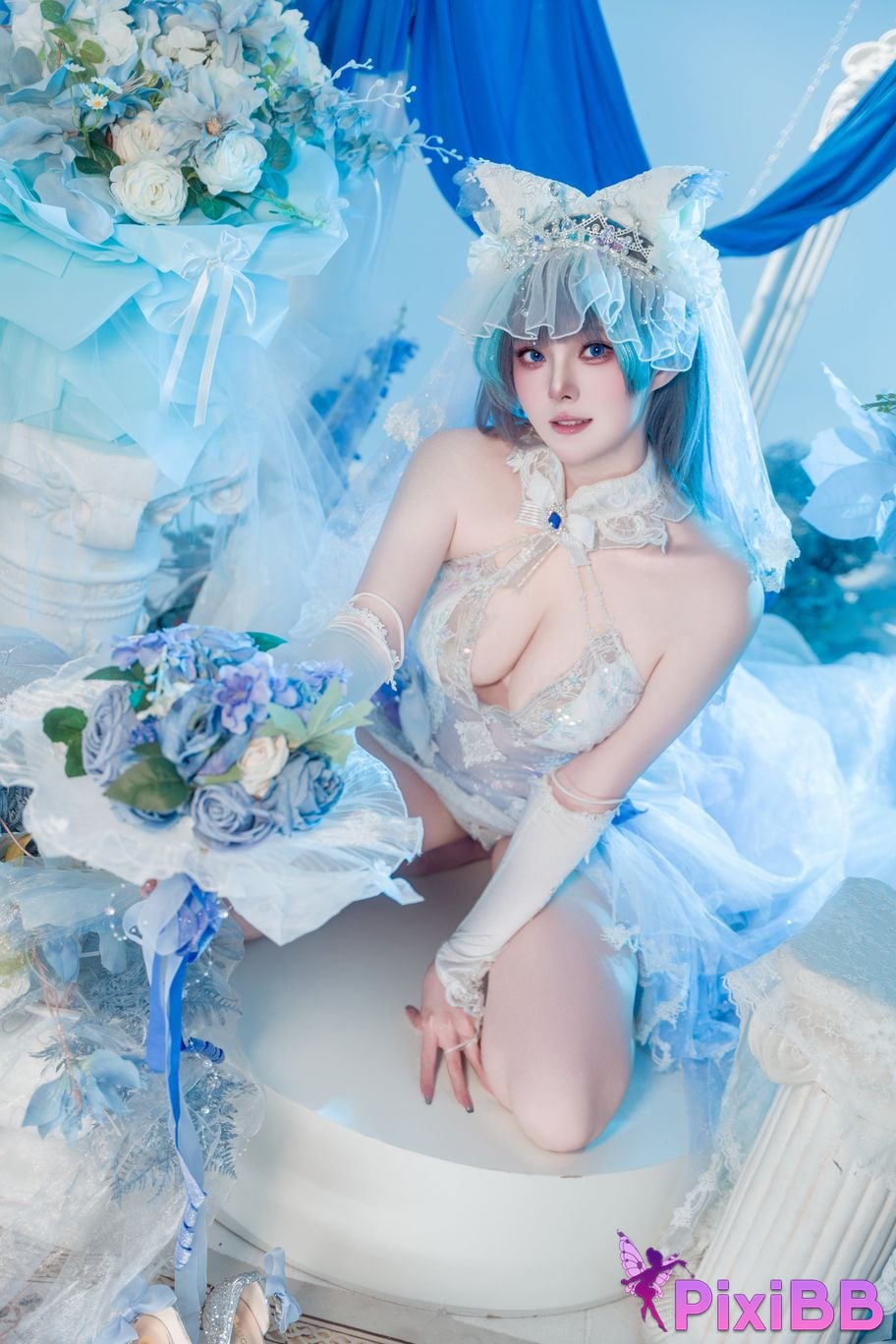 Cosplayer Natsuko Xia Xiazi azur lane cheshire wedding dress PixiBB.COM 007