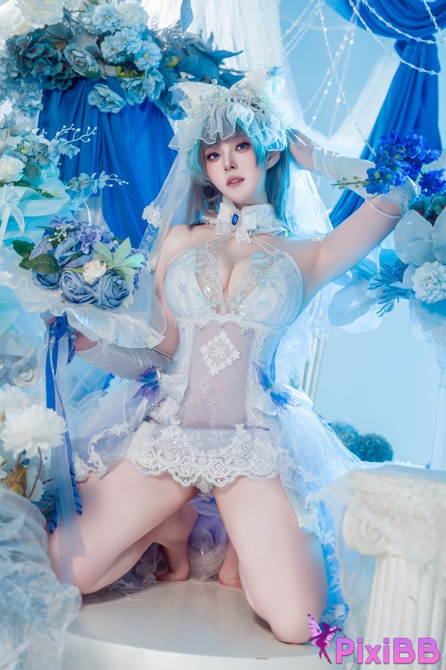 Cosplayer Natsuko Xia Xiazi azur lane cheshire wedding dress PixiBB.COM 008