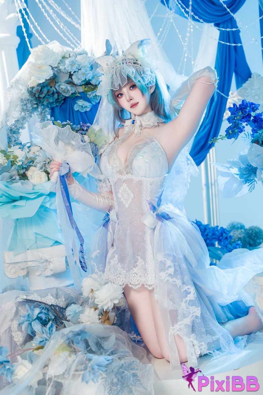 Cosplayer Natsuko Xia Xiazi azur lane cheshire wedding dress PixiBB.COM 009