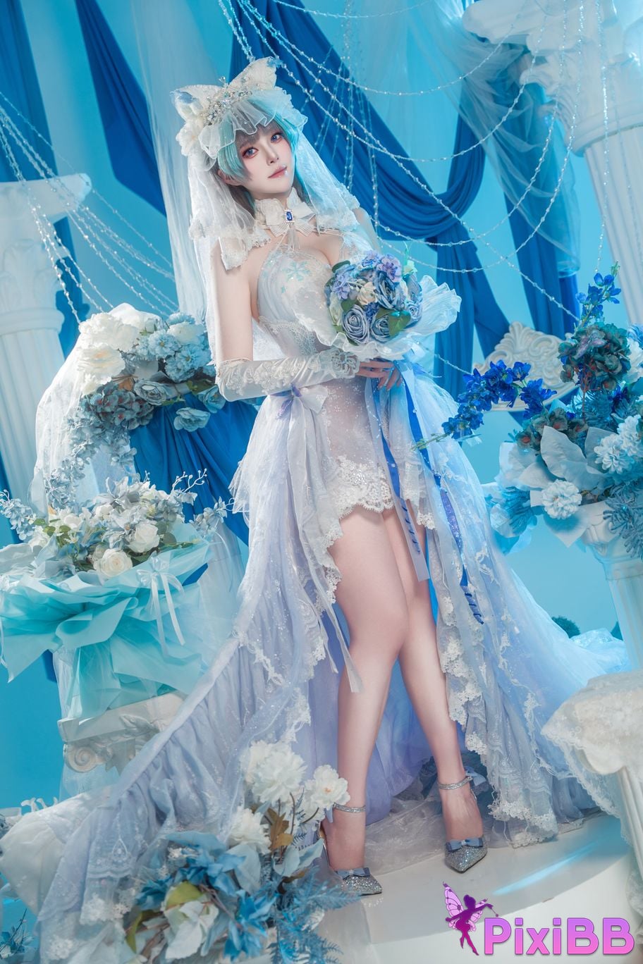 Cosplayer Natsuko Xia Xiazi azur lane cheshire wedding dress PixiBB.COM 012