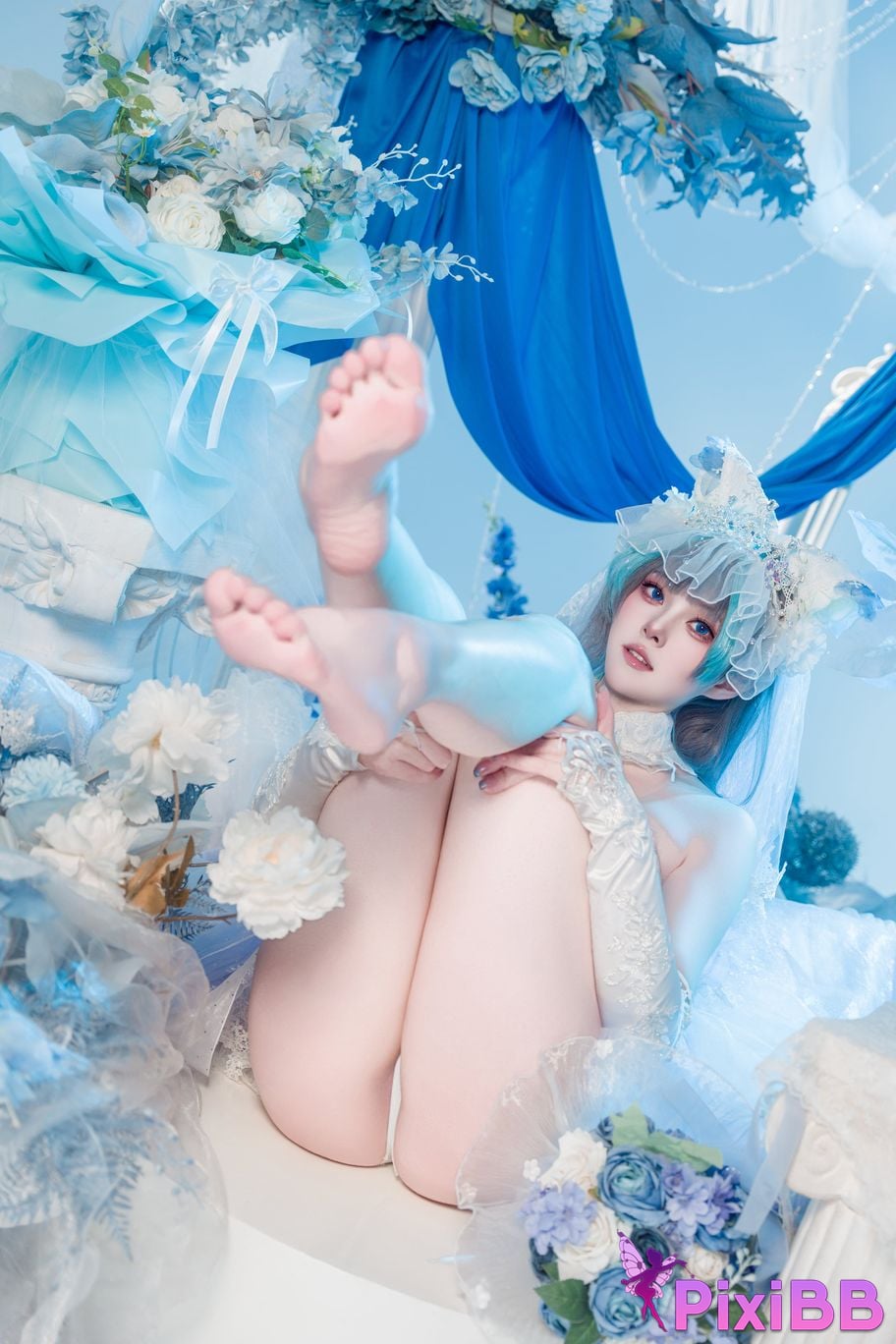 Cosplayer Natsuko Xia Xiazi azur lane cheshire wedding dress PixiBB.COM 013