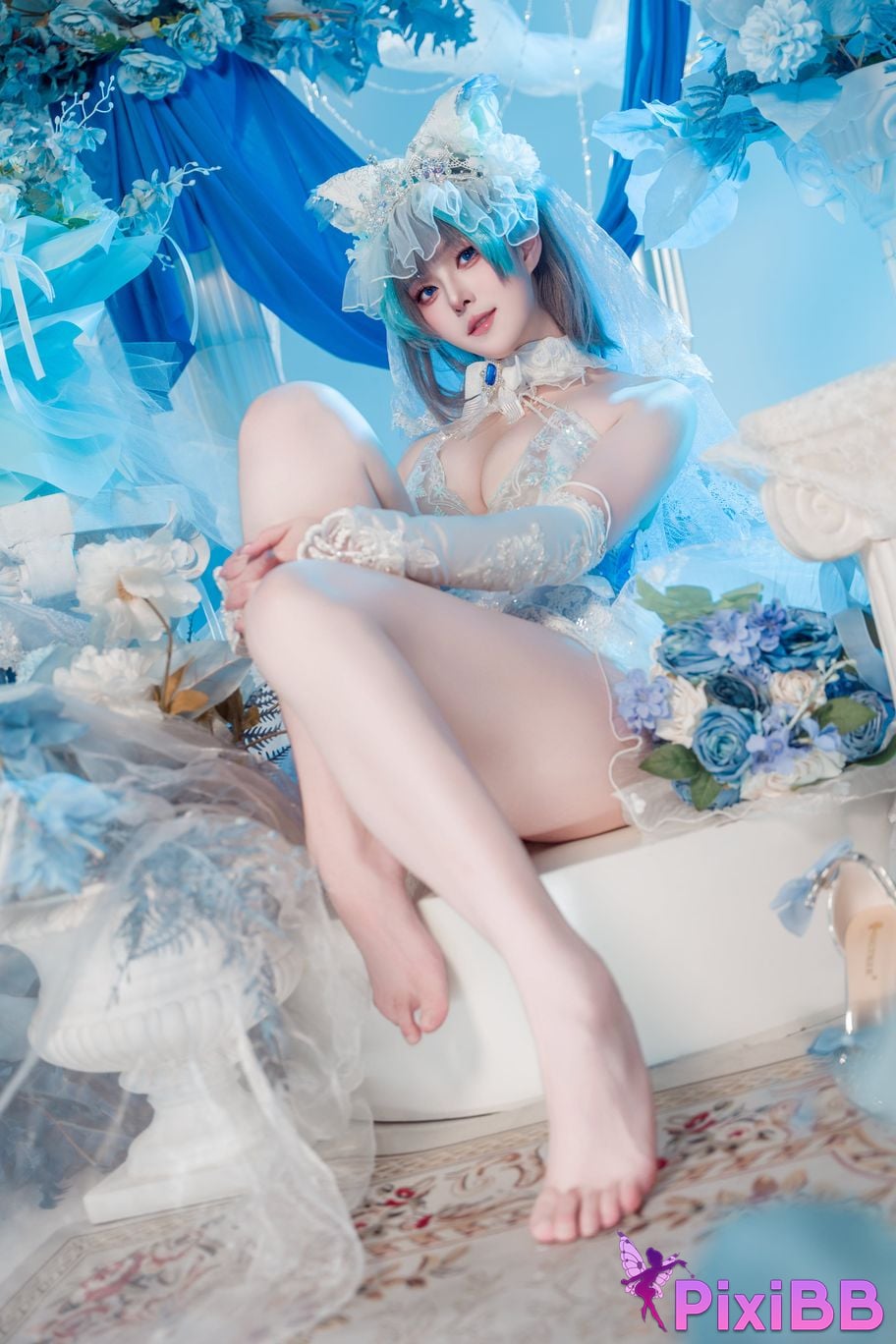 Cosplayer Natsuko Xia Xiazi azur lane cheshire wedding dress PixiBB.COM 016