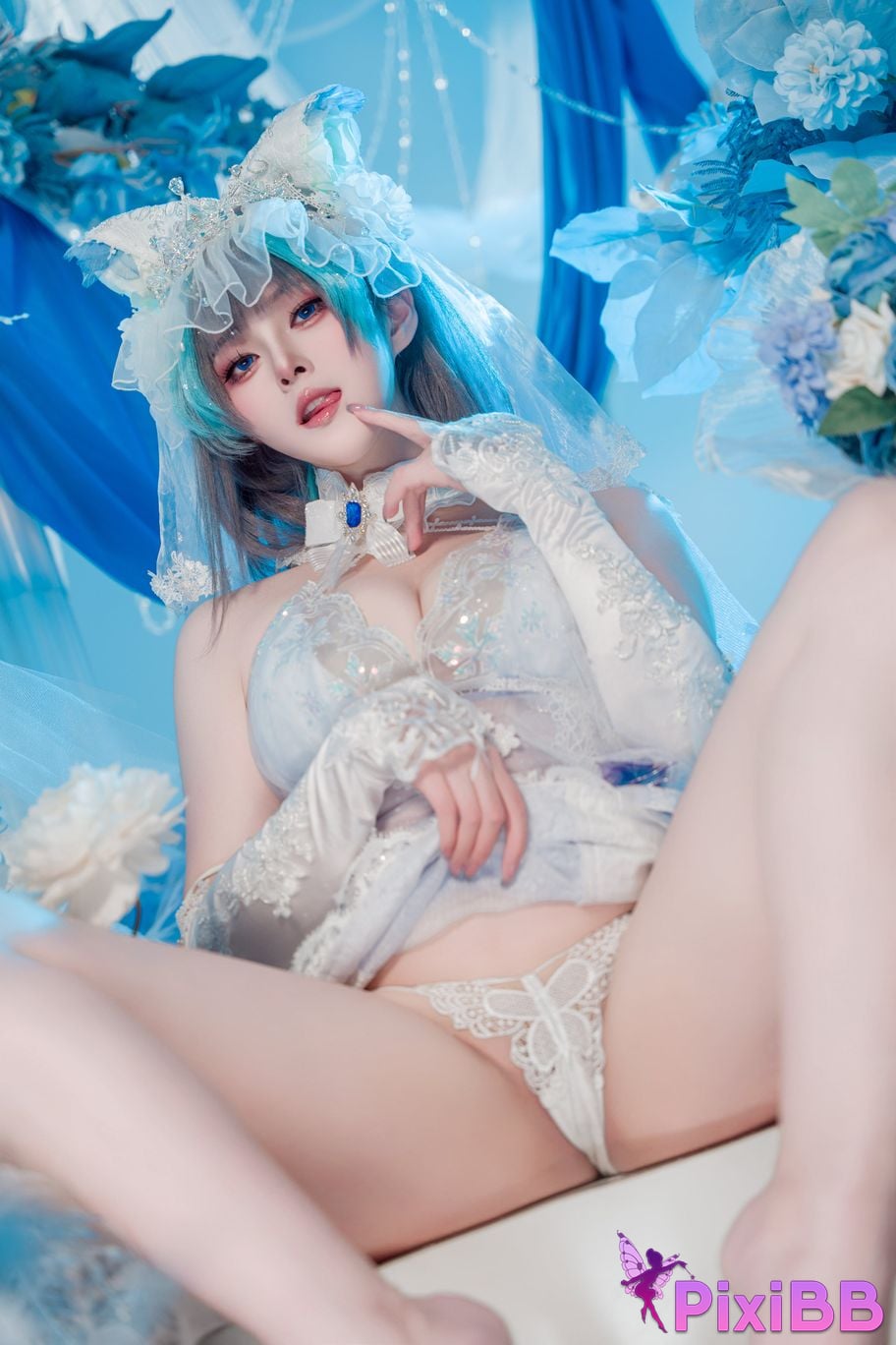 Cosplayer Natsuko Xia Xiazi azur lane cheshire wedding dress PixiBB.COM 022