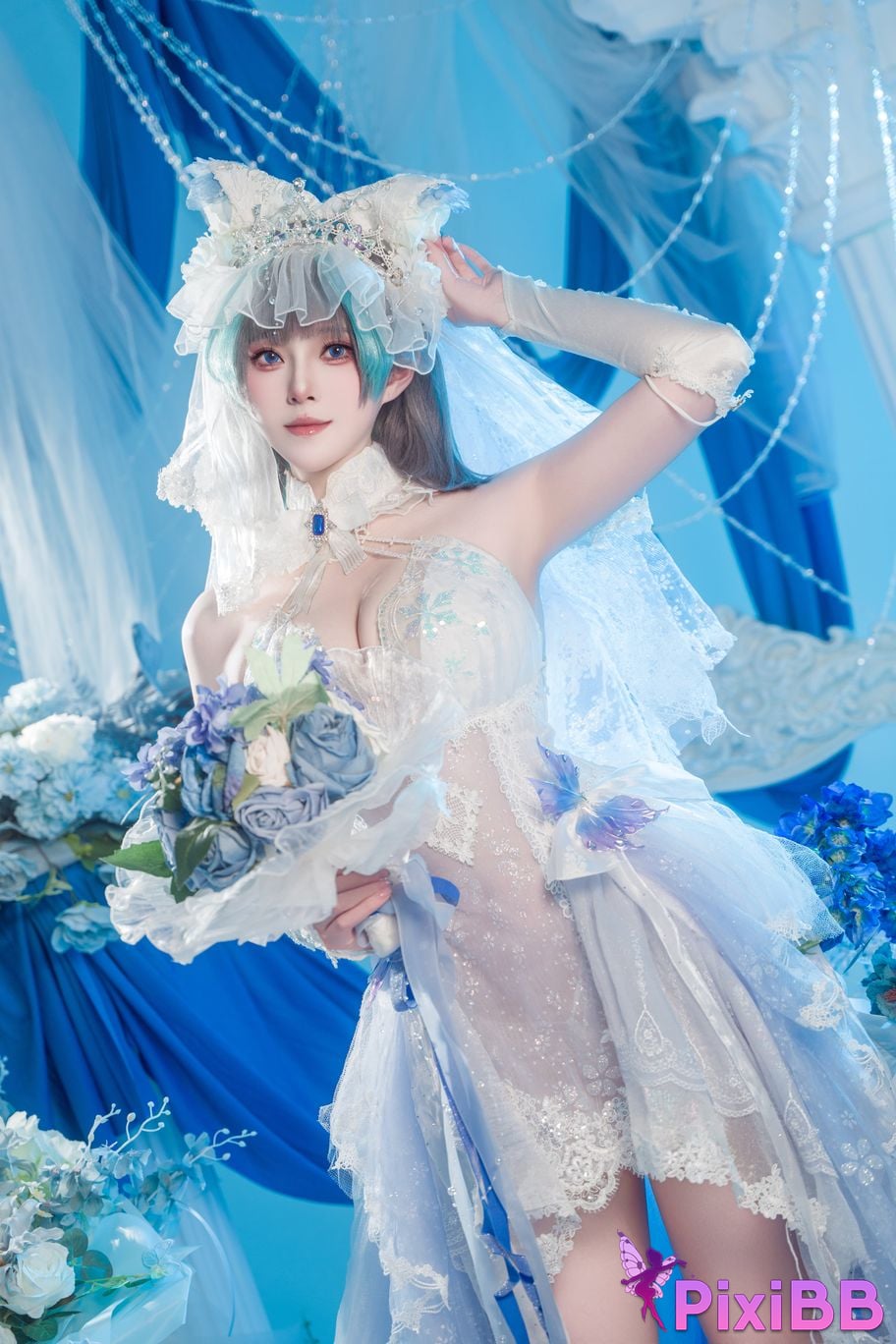 Cosplayer Natsuko Xia Xiazi azur lane cheshire wedding dress PixiBB.COM 023
