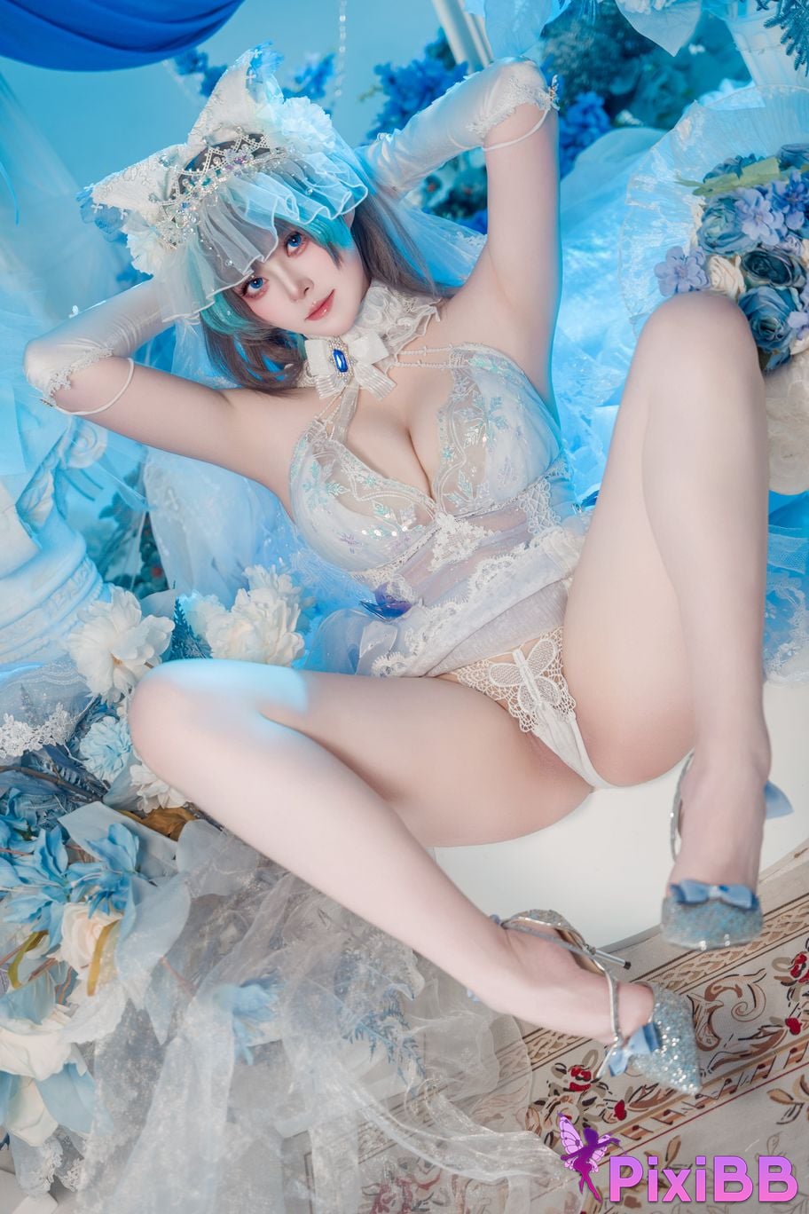 Cosplayer Natsuko Xia Xiazi azur lane cheshire wedding dress PixiBB.COM 029
