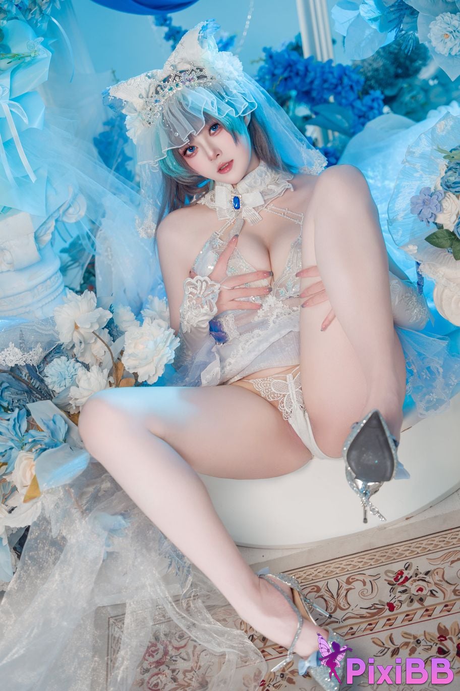 Cosplayer Natsuko Xia Xiazi azur lane cheshire wedding dress PixiBB.COM 030
