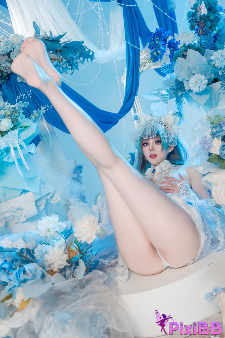 Cosplayer Natsuko Xia Xiazi azur lane cheshire wedding dress PixiBB.COM 032