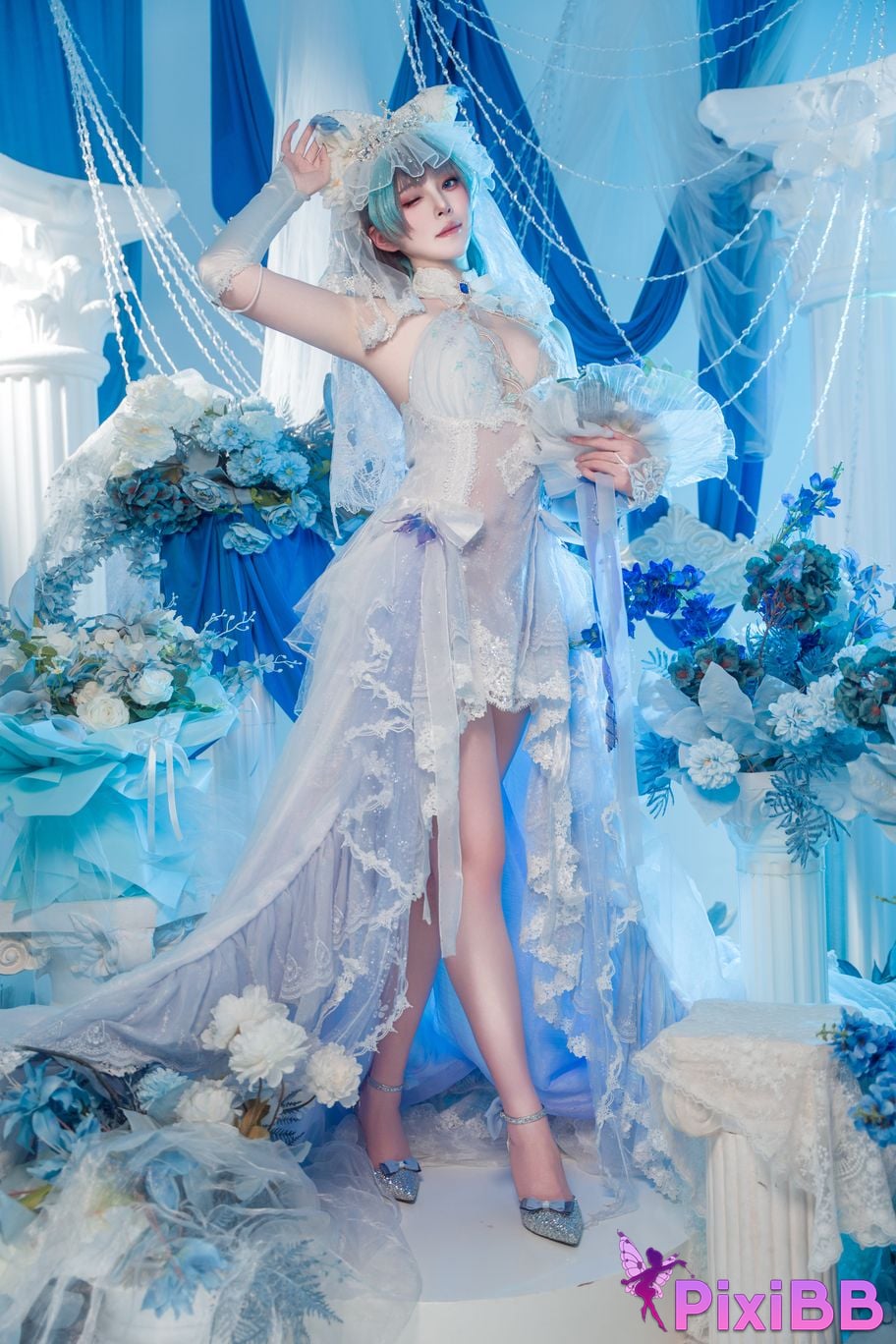 Cosplayer Natsuko Xia Xiazi azur lane cheshire wedding dress PixiBB.COM 056