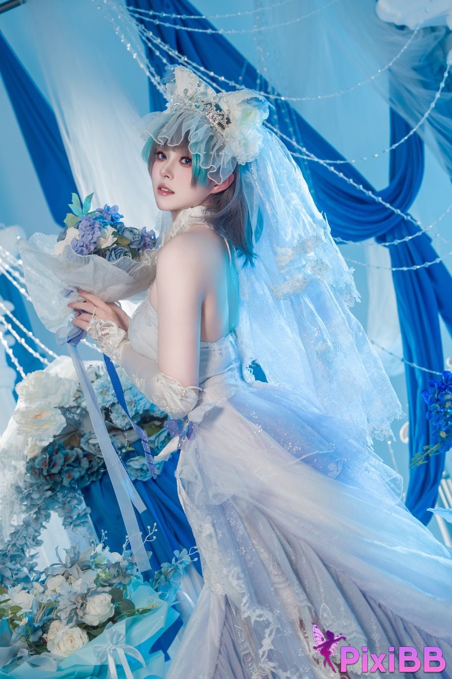 Cosplayer Natsuko Xia Xiazi azur lane cheshire wedding dress PixiBB.COM 067