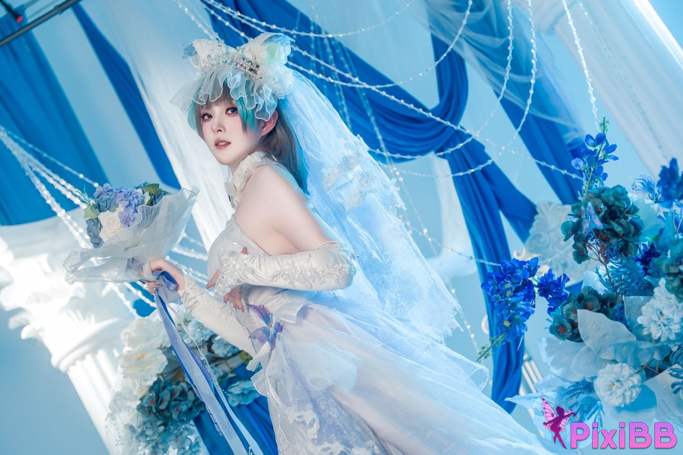 Cosplayer Natsuko Xia Xiazi azur lane cheshire wedding dress PixiBB.COM 069