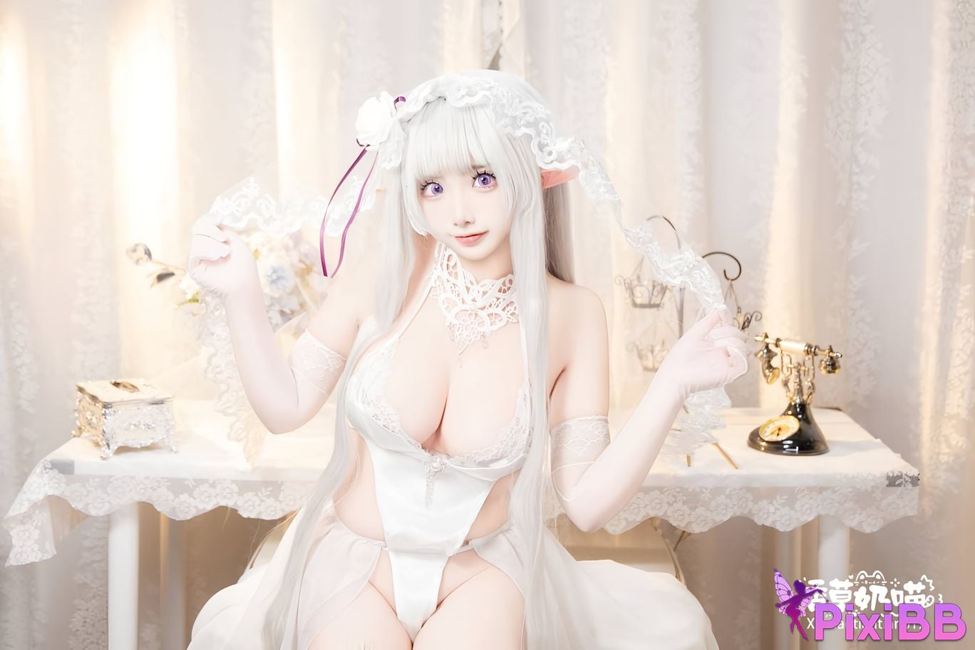 Cosplayer Vanilla Milk Meow Emilia Valentines Day PixiBB.COM 123