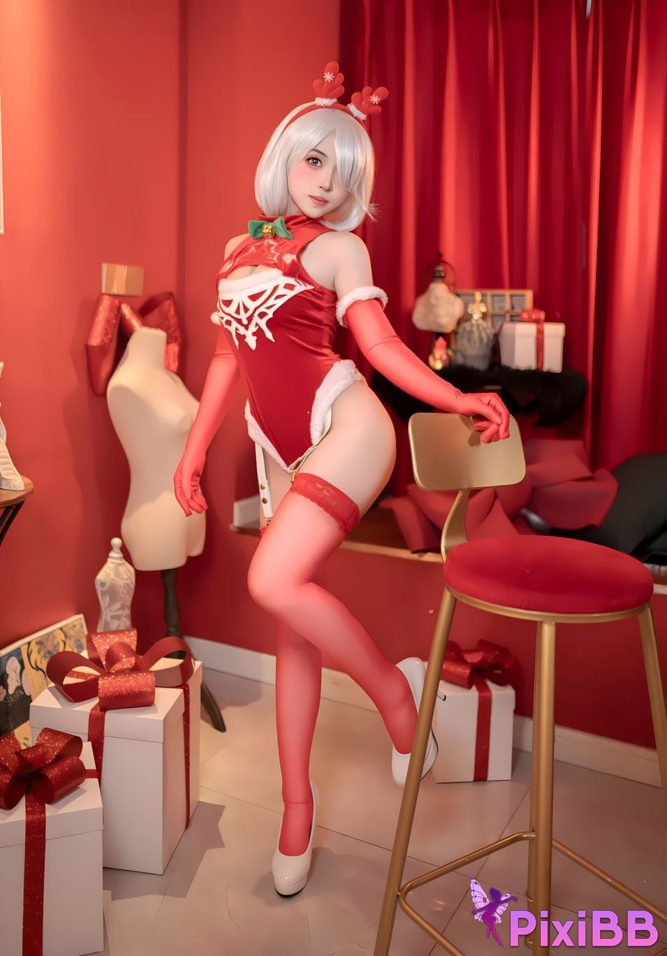 Cosplay Bangni Christmas Neil Red Dress Royal Sister PixiBB.COM 005