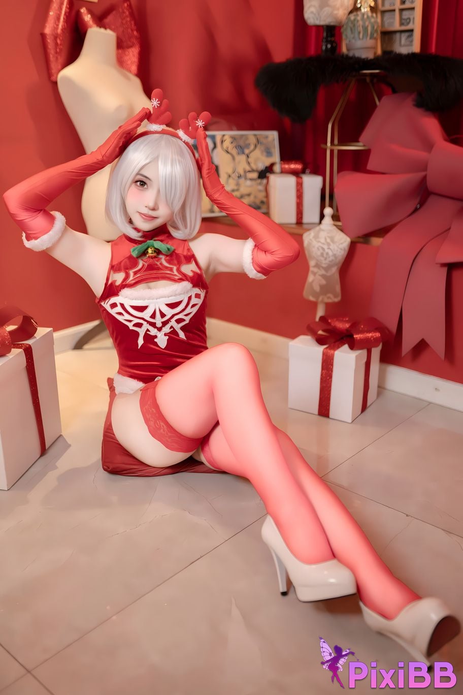 Cosplay Bangni Christmas Neil Red Dress Royal Sister PixiBB.COM 065
