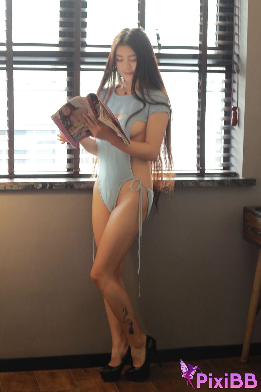 Private Photoshoot Cici Tall and long legged goddess Pink close up Full scale private shooting PixiBB.COM 097