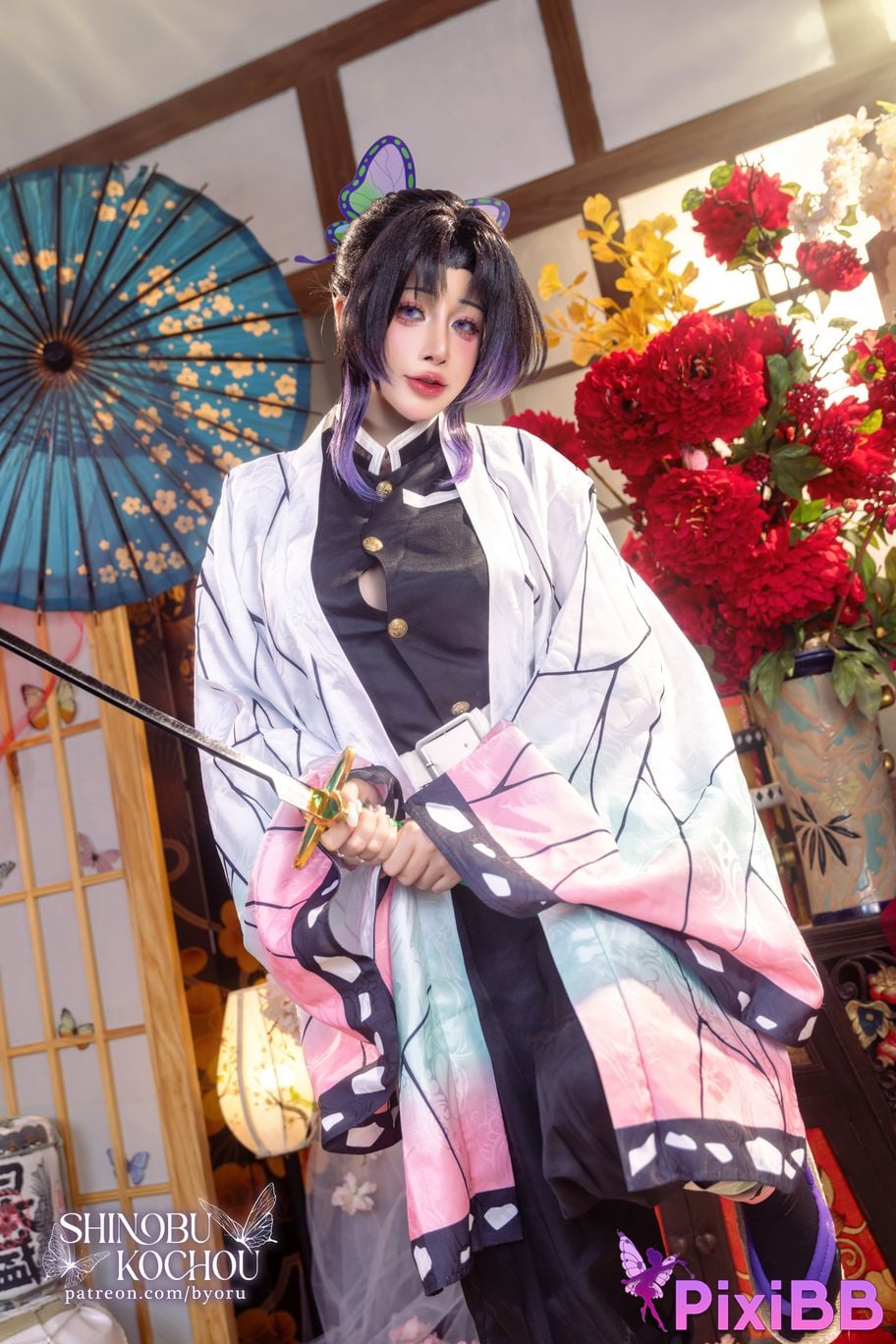 Cosplay Byoru Shinobu Kochou HD D e m o n S l a y r K i t s u Y b Butterfly Ninja PixiBB.COM 002