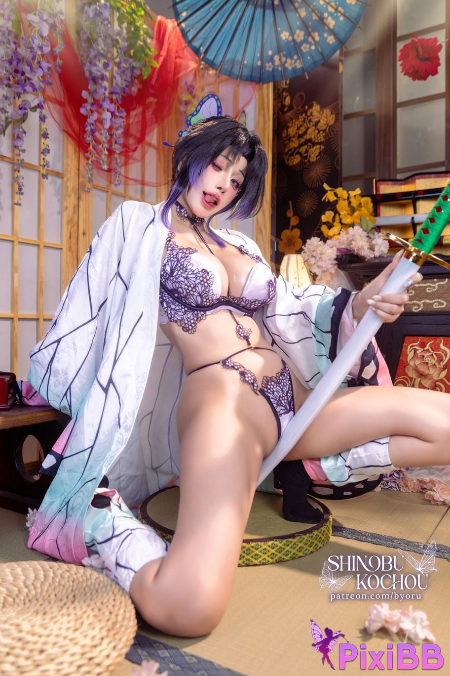 Cosplay Byoru Shinobu Kochou HD D e m o n S l a y r K i t s u Y b Butterfly Ninja PixiBB.COM 013