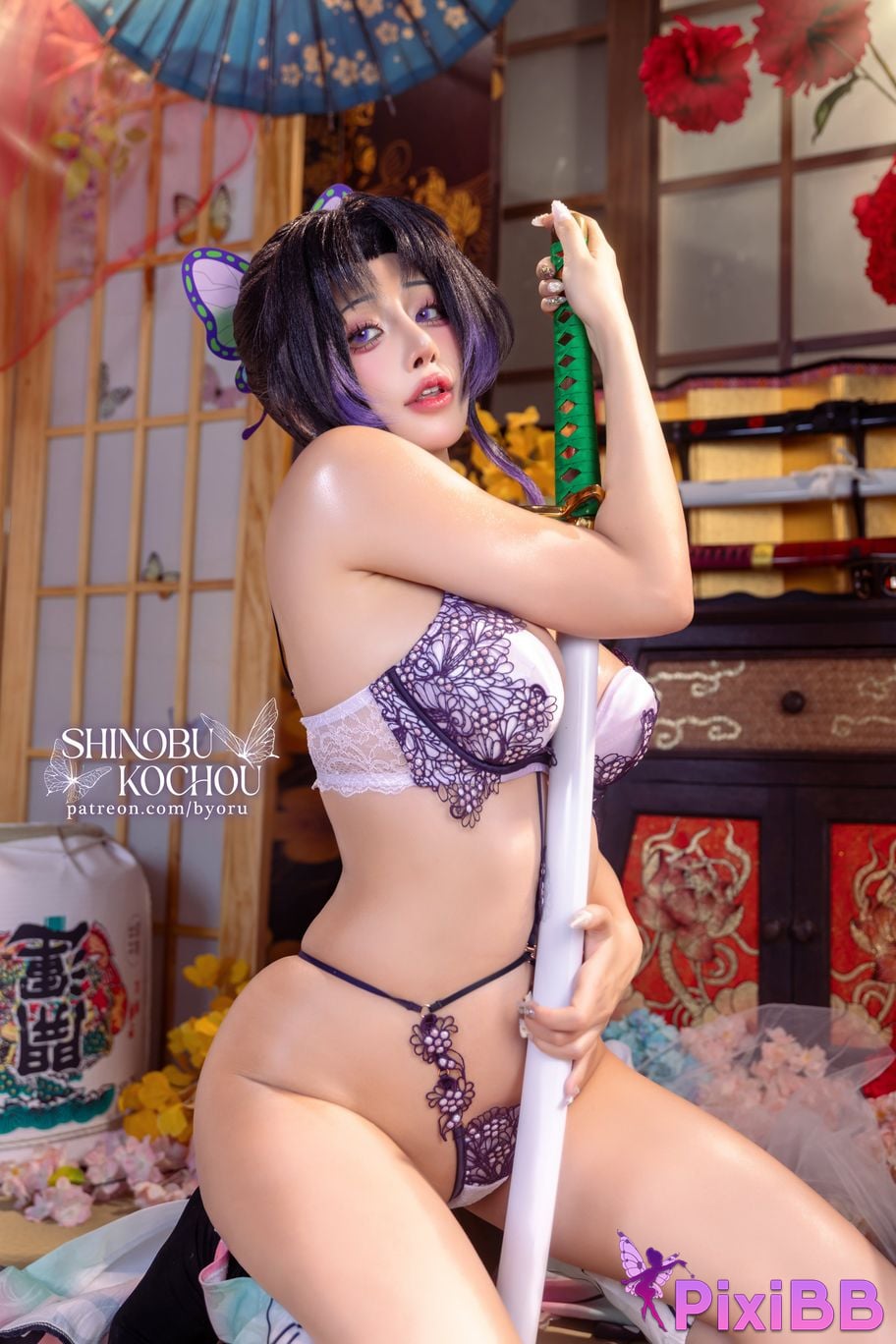 Cosplay Byoru Shinobu Kochou HD D e m o n S l a y r K i t s u Y b Butterfly Ninja PixiBB.COM 024