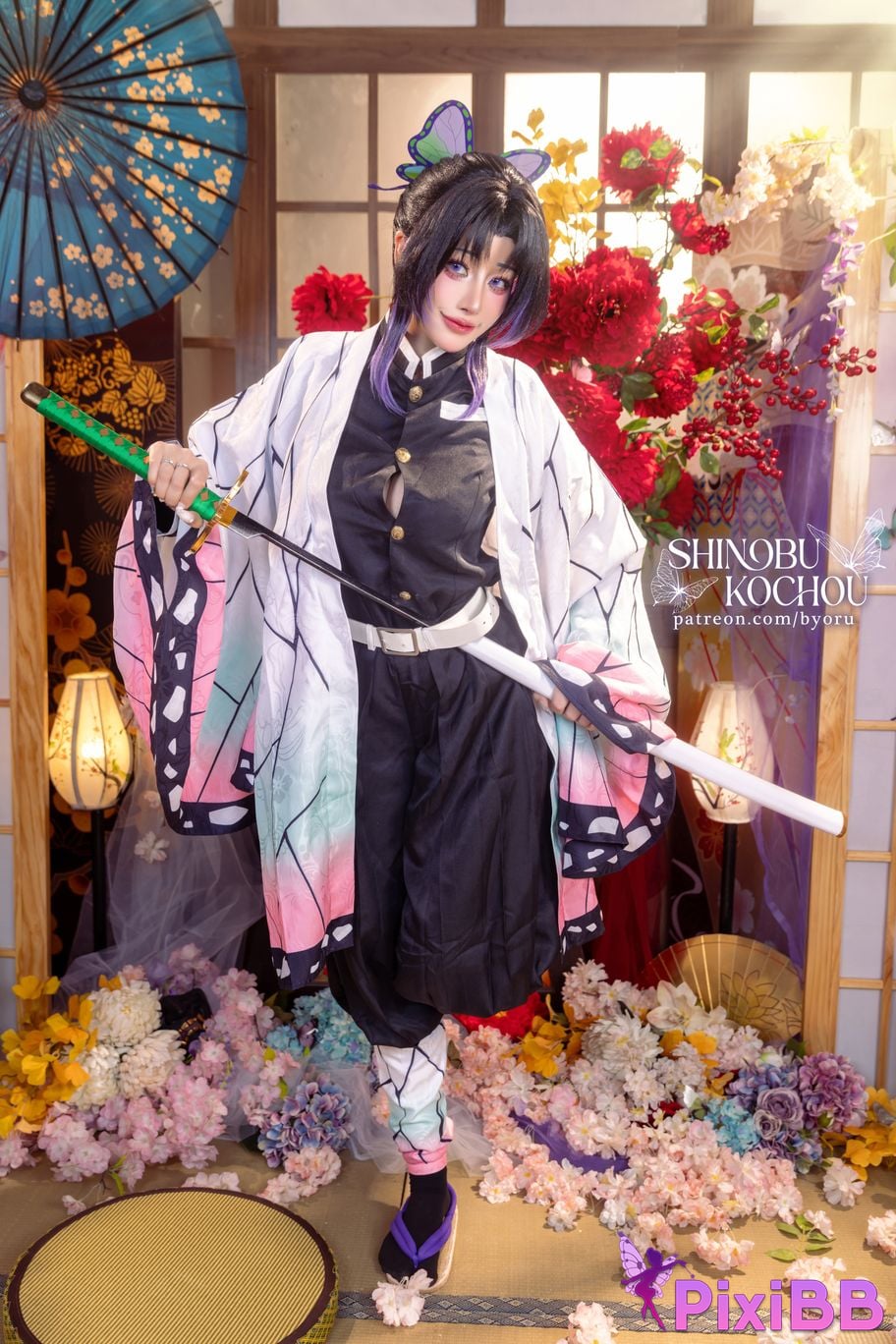 Cosplay Byoru Shinobu Kochou HD D e m o n S l a y r K i t s u Y b Butterfly Ninja PixiBB.COM 043