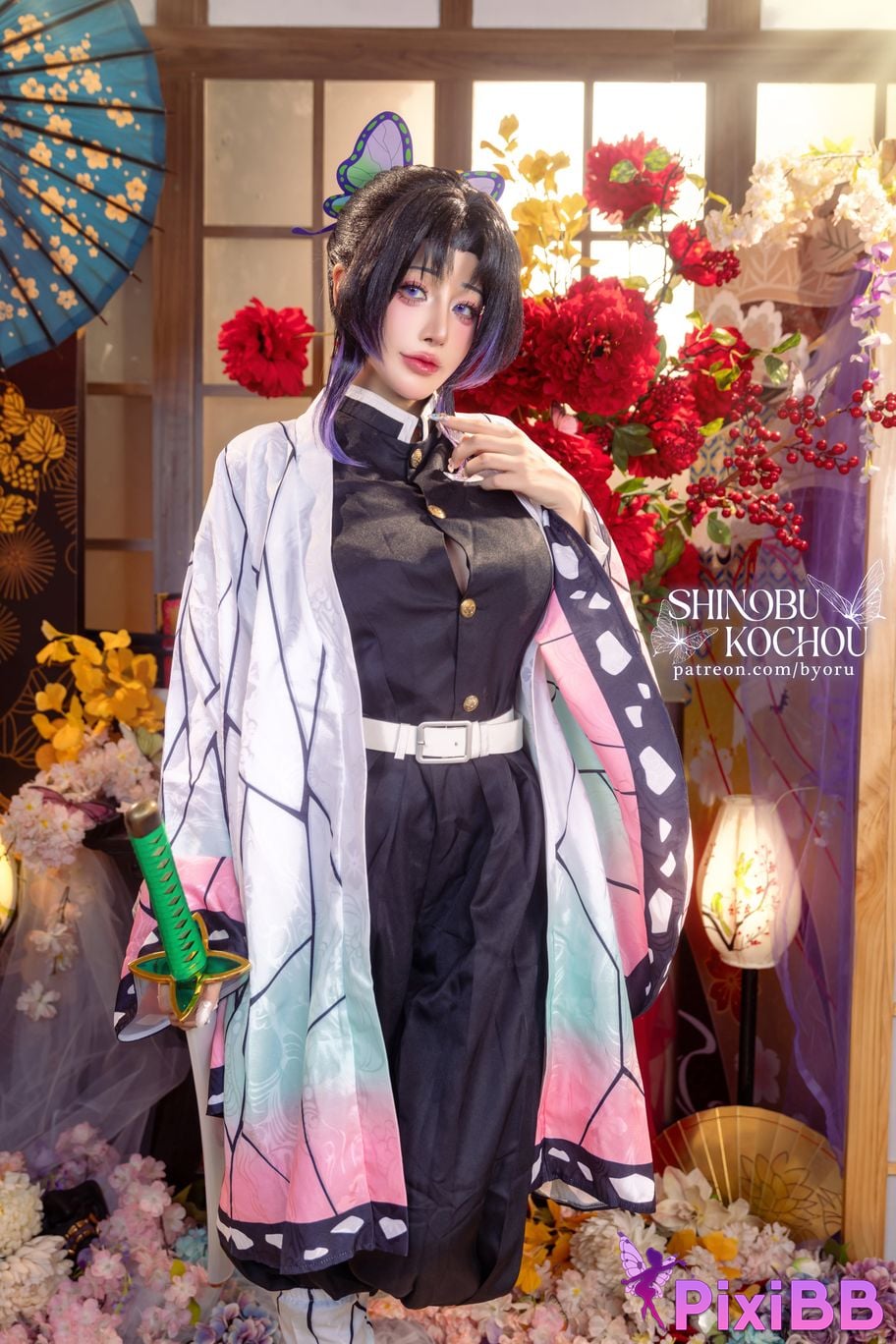 Cosplay Byoru Shinobu Kochou HD D e m o n S l a y r K i t s u Y b Butterfly Ninja PixiBB.COM 045