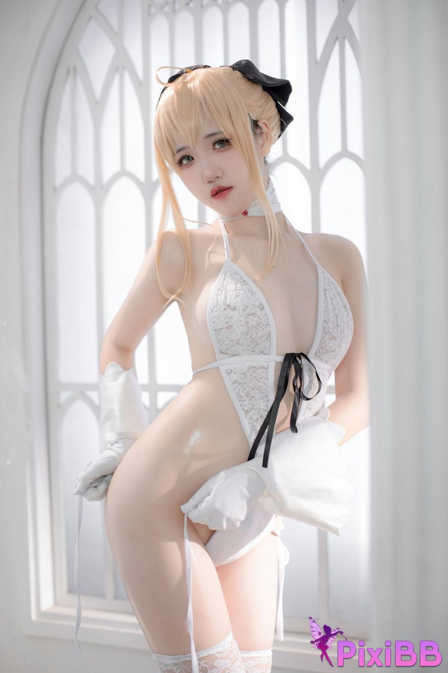 Cosplay Ah XunkaOri FGO whiteSaber PixiBB.COM 001