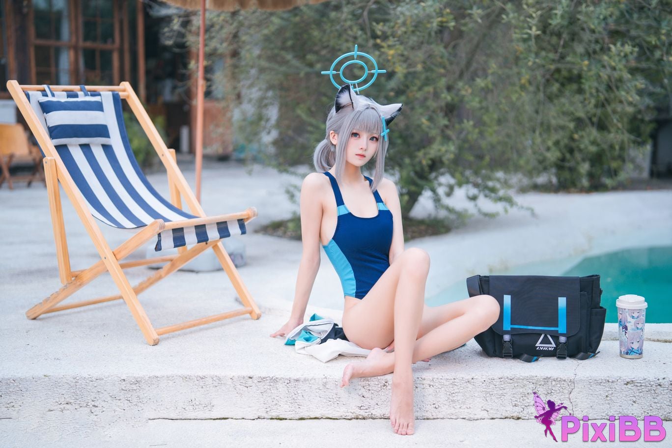 Cosplayer Jiuqi Meow Azure Files Sand Wolf Baizi swimsuit PixiBB.COM 010