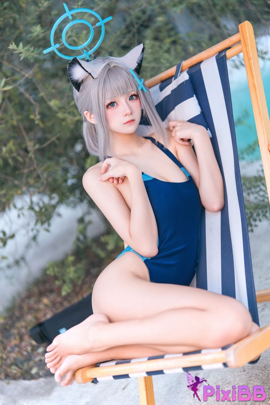 Cosplayer Jiuqi Meow Azure Files Sand Wolf Baizi swimsuit PixiBB.COM 013
