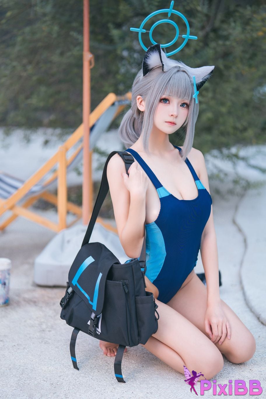 Cosplayer Jiuqi Meow Azure Files Sand Wolf Baizi swimsuit PixiBB.COM 016