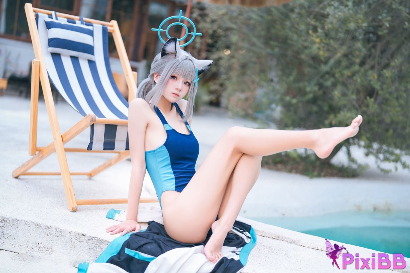 Cosplayer Jiuqi Meow Azure Files Sand Wolf Baizi swimsuit PixiBB.COM 018