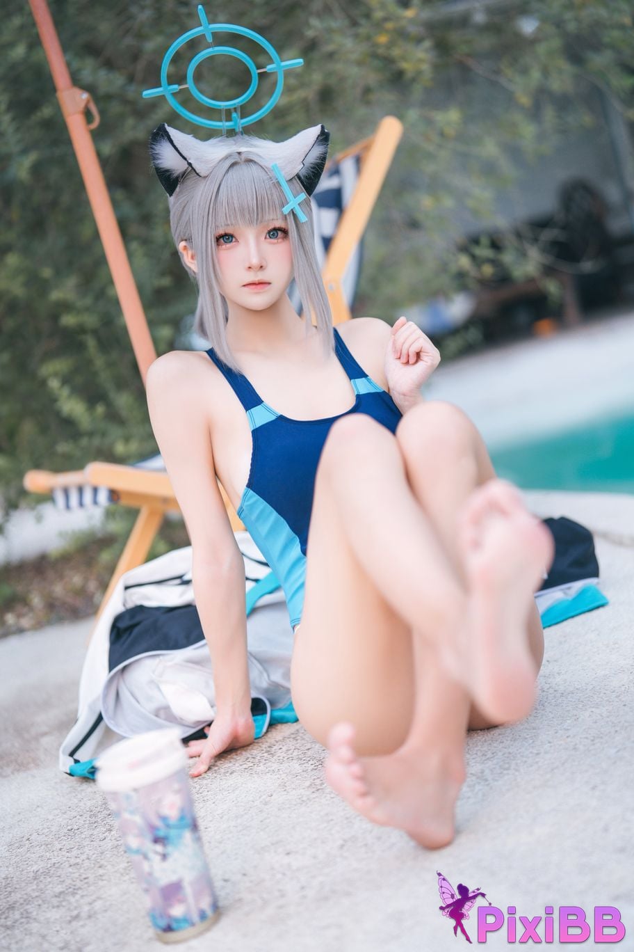 Cosplayer Jiuqi Meow Azure Files Sand Wolf Baizi swimsuit PixiBB.COM 021