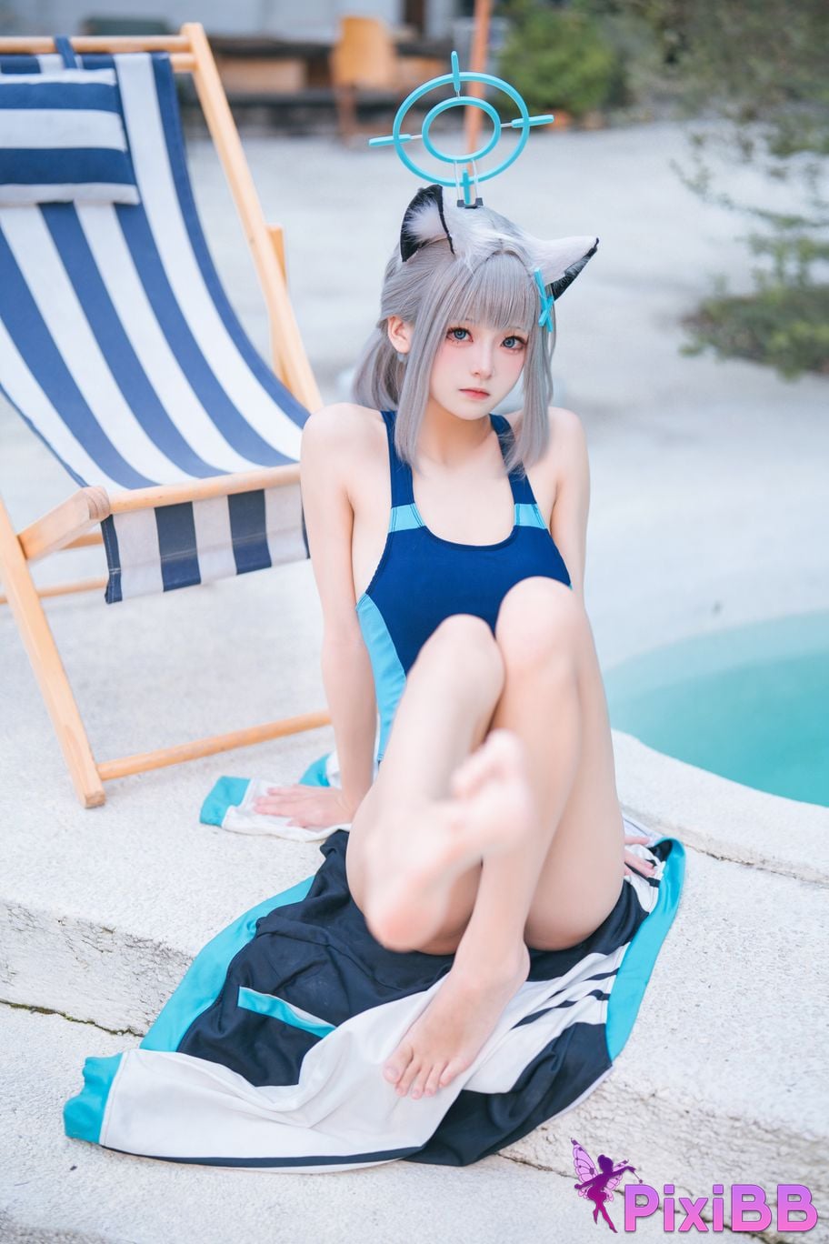 Cosplayer Jiuqi Meow Azure Files Sand Wolf Baizi swimsuit PixiBB.COM 027